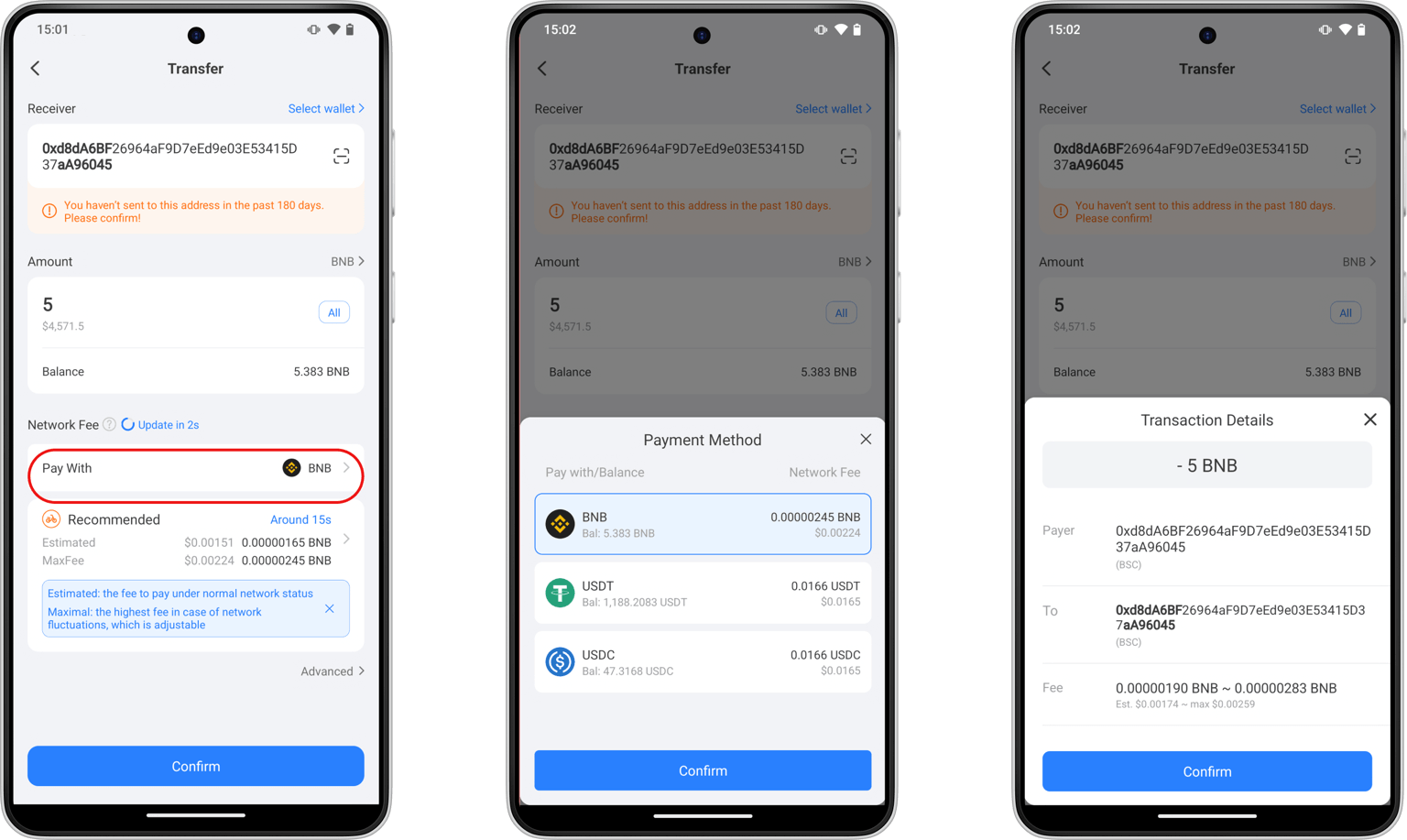 Choose stablecoin for network fee